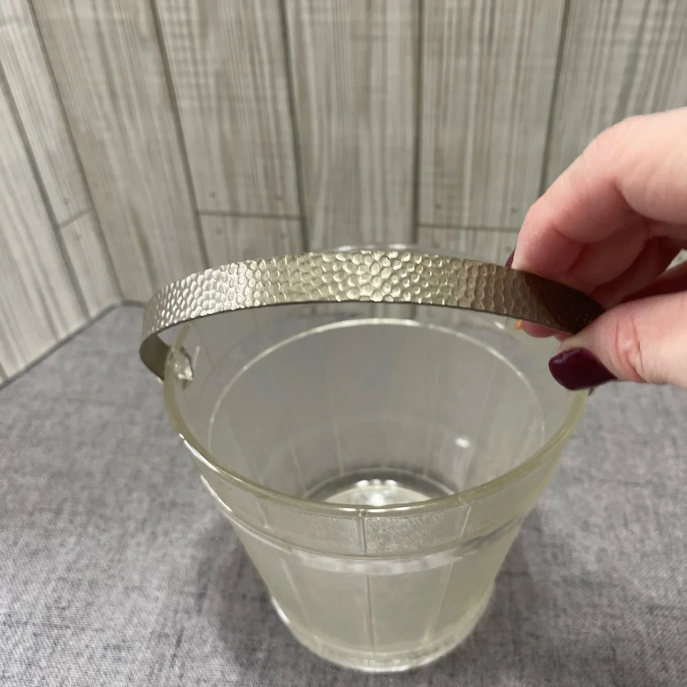 Vintage Anchor Hocking Glass Ice Bucket with Handle